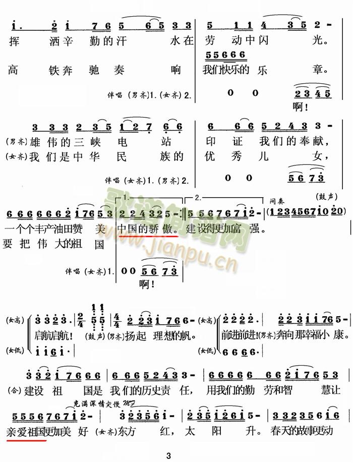 杨松   共五页 《扬起理想的帆1》简谱