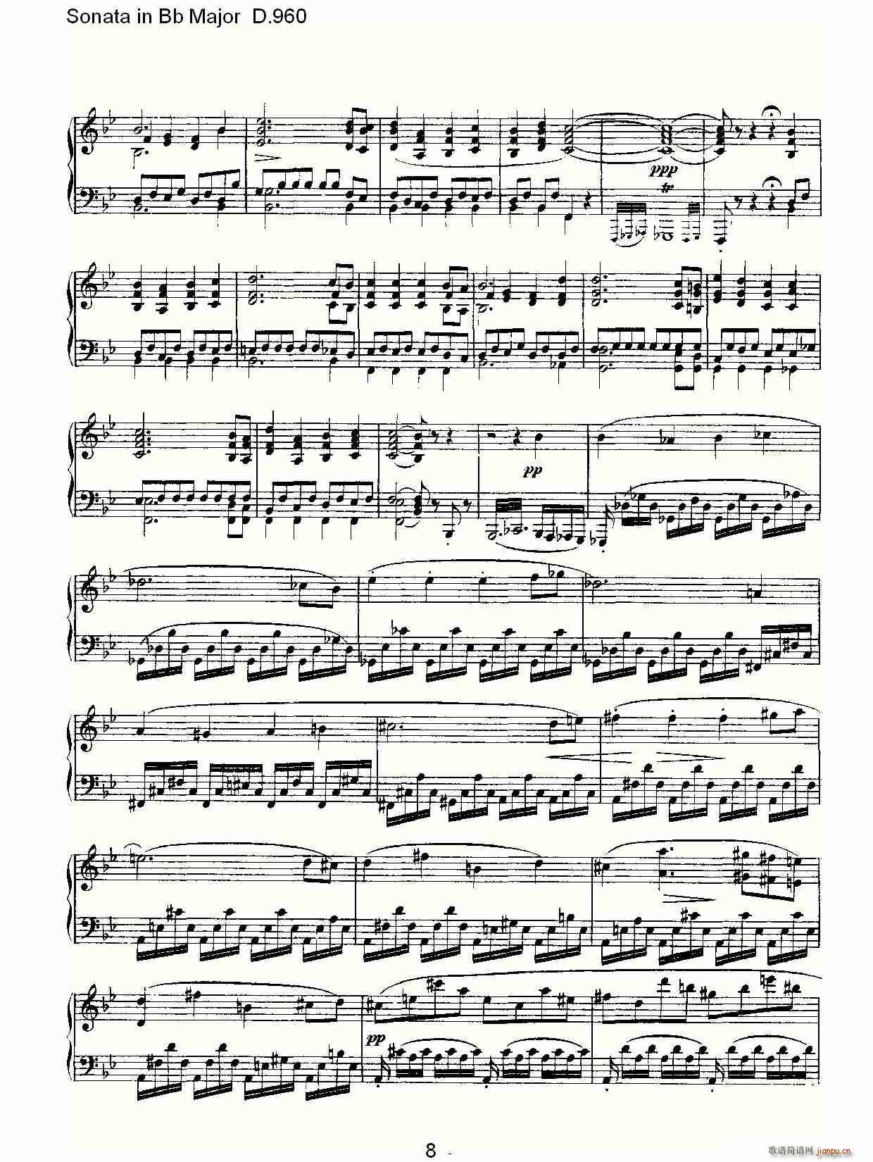 朴素传幽真 《Sonata in Bb Major D.960（Bb大调奏鸣曲 D.960）》简谱