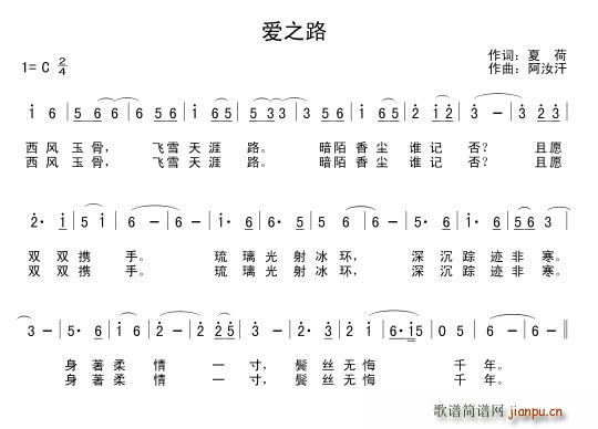 夏荷 《爱之路》简谱