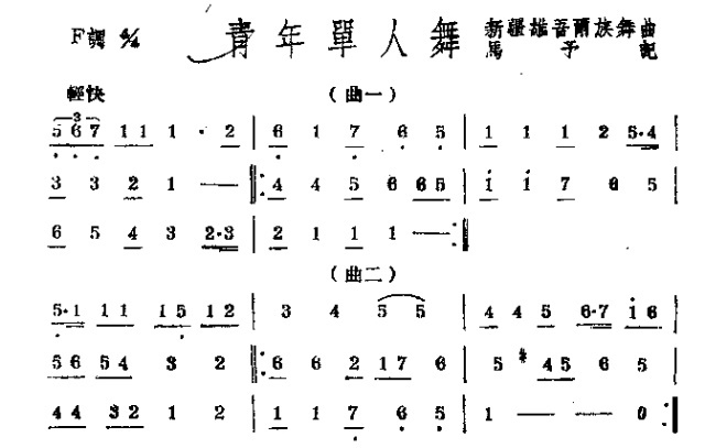 未知 《青年单人舞》简谱