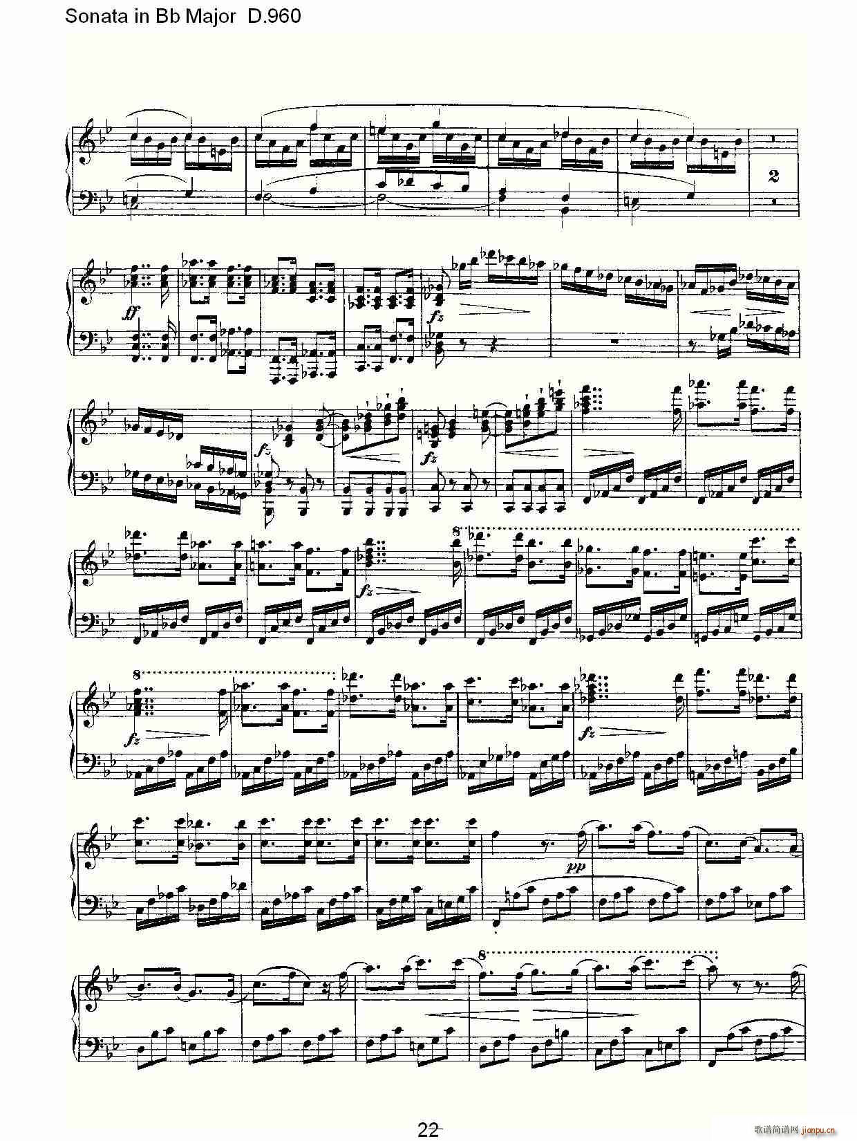 朴素传幽真 《Sonata in Bb Major D.960（Bb大调奏鸣曲 D.960）》简谱