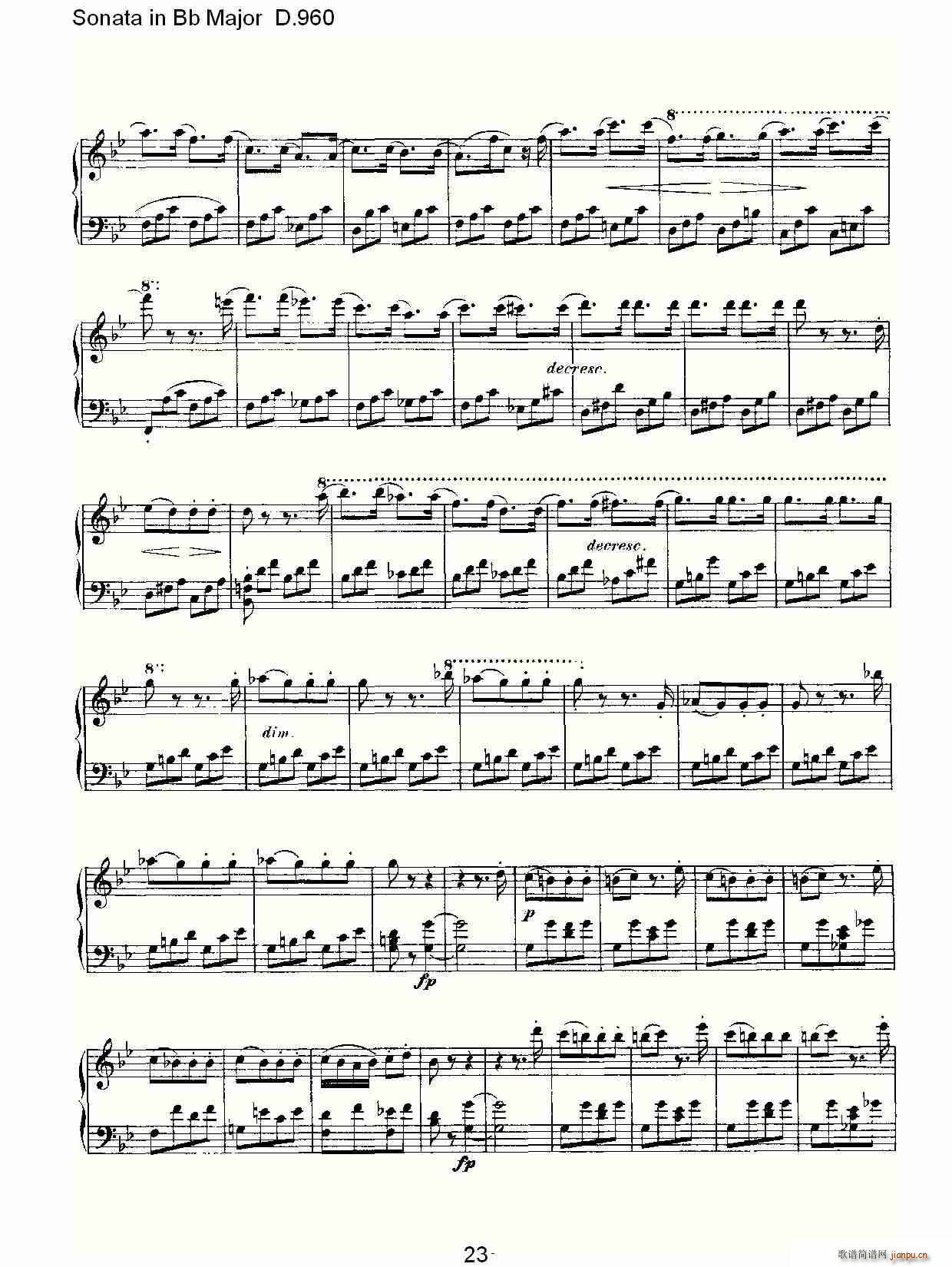 朴素传幽真 《Sonata in Bb Major D.960（Bb大调奏鸣曲 D.960）》简谱