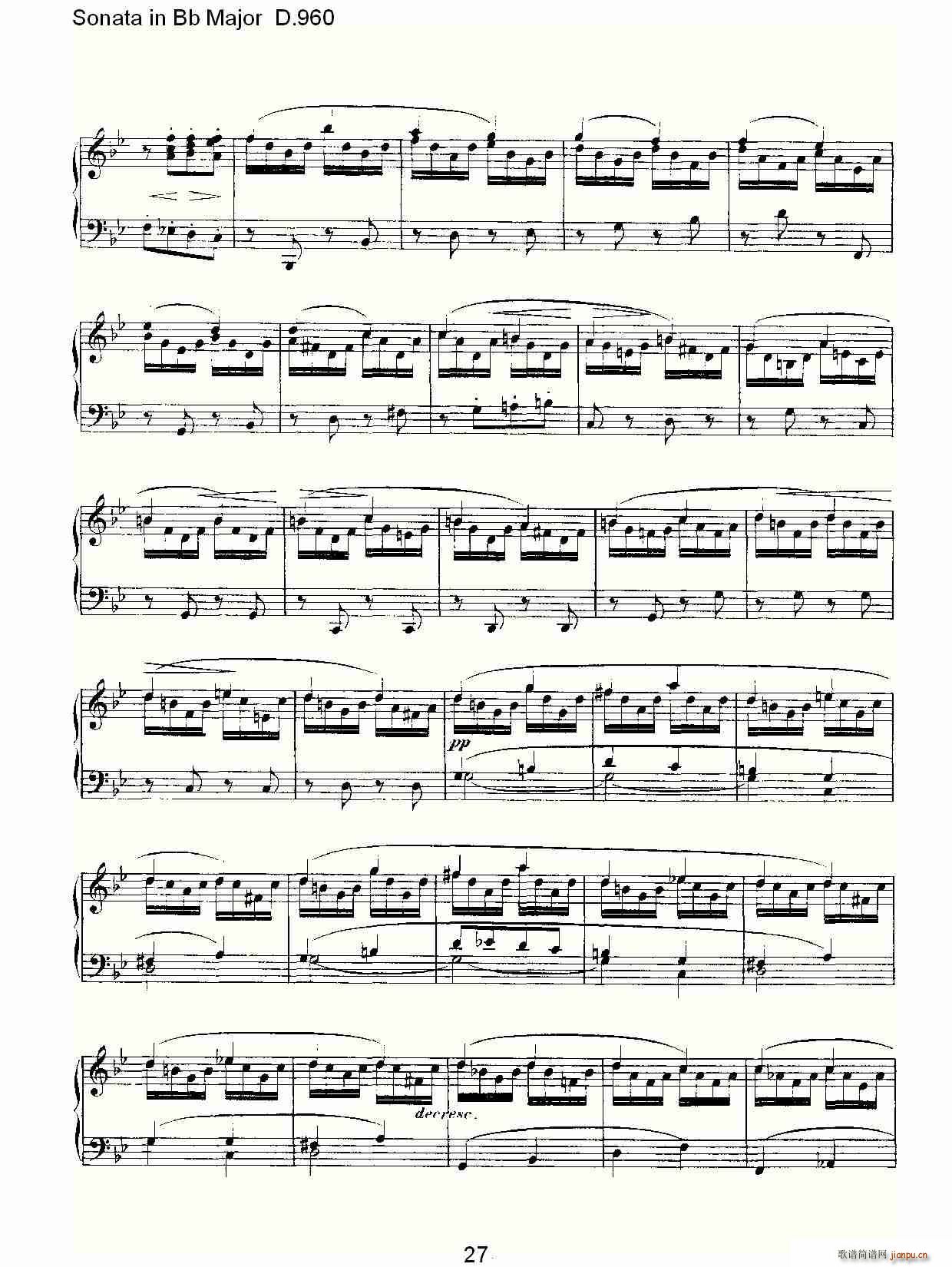 朴素传幽真 《Sonata in Bb Major D.960（Bb大调奏鸣曲 D.960）》简谱