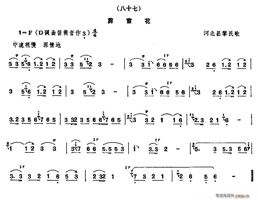 未知 《剪窗花（河北昌黎民歌）》简谱