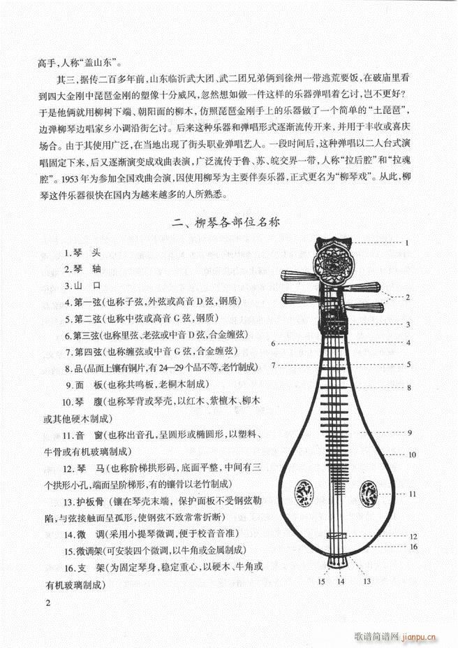 未知 《柳琴演奏教程 技巧与练习 目录前言1-60》简谱