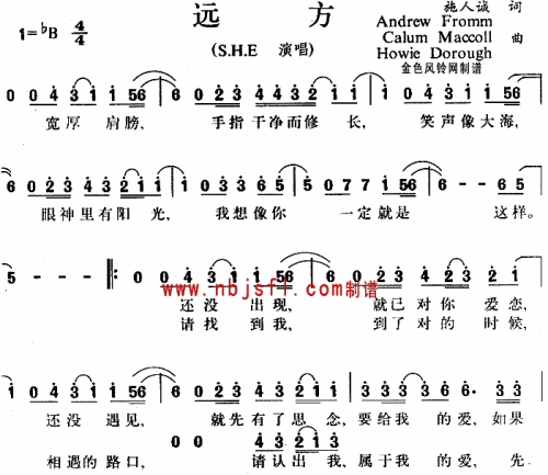 未知 《远方--S.H.E》简谱