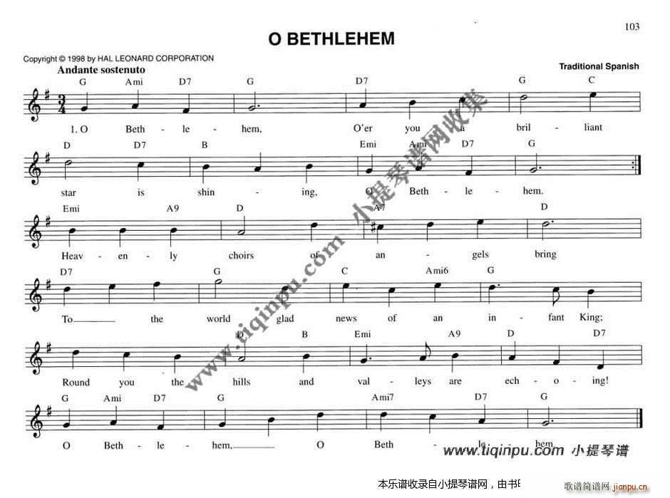 未知 《BETHLEHEM》简谱