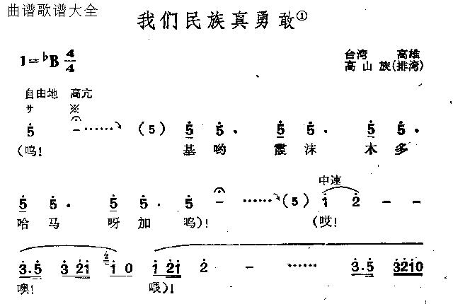 未知 《我们民族真勇敢》简谱