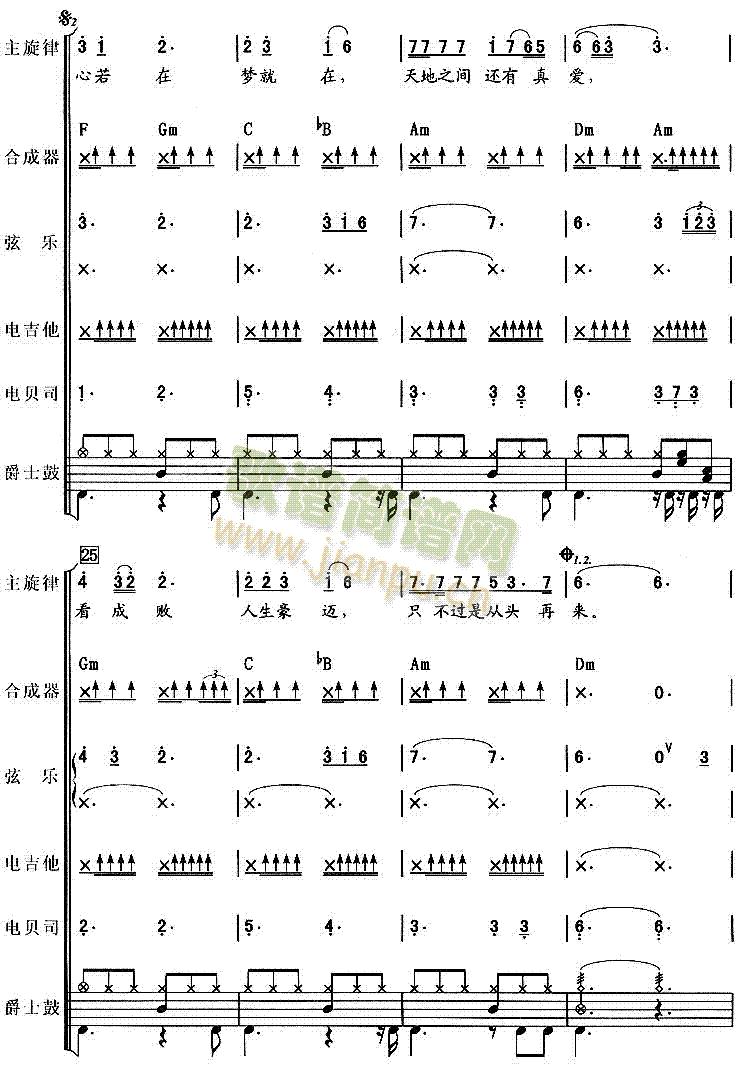 未知 《从头再来》简谱