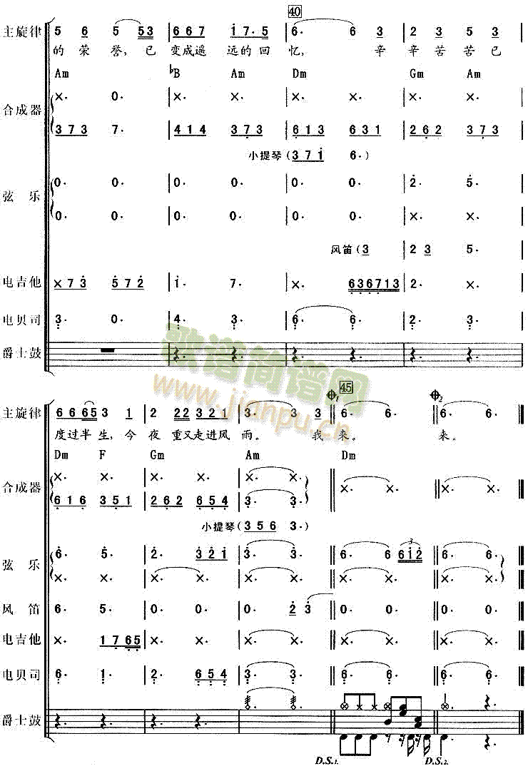 未知 《从头再来》简谱