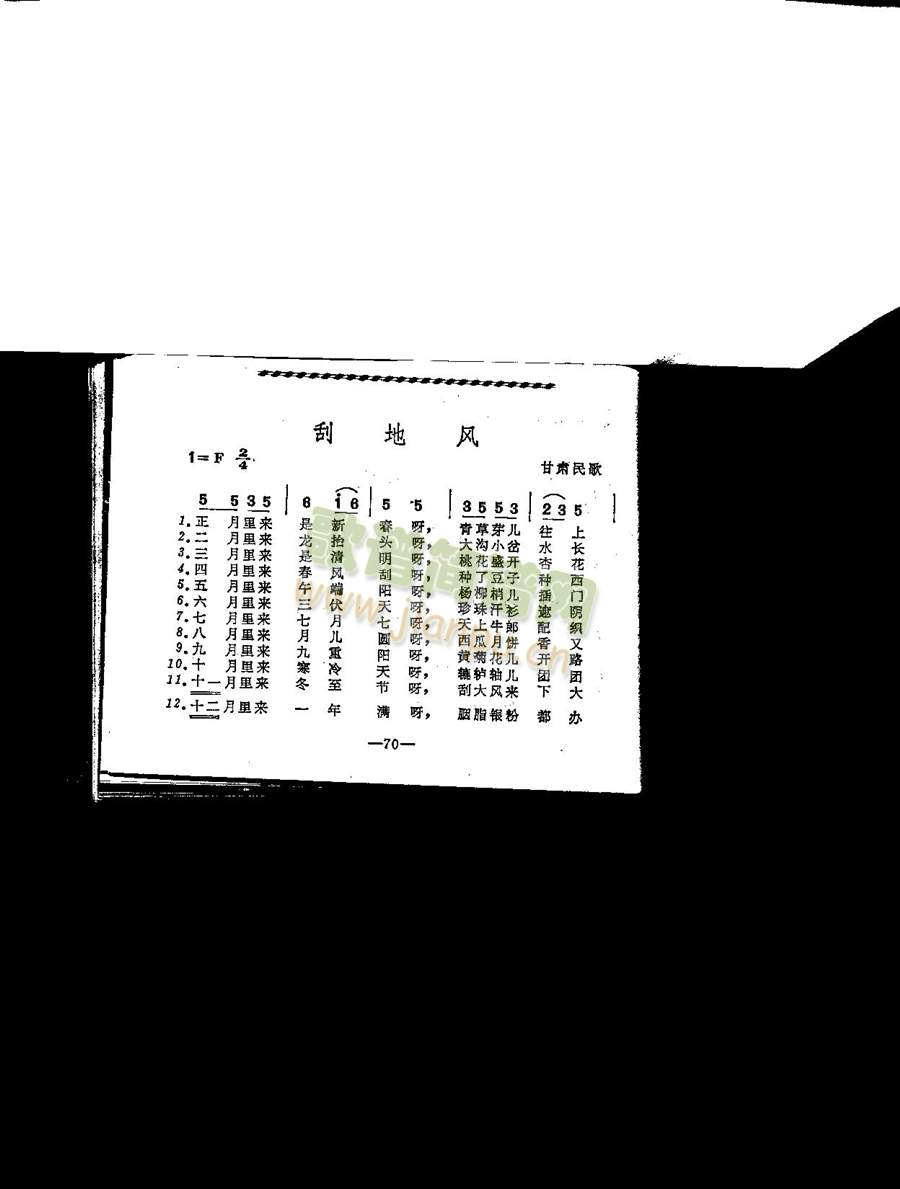 未知 《刮地风（共12段歌词）[附：歌曲详细介绍]》简谱