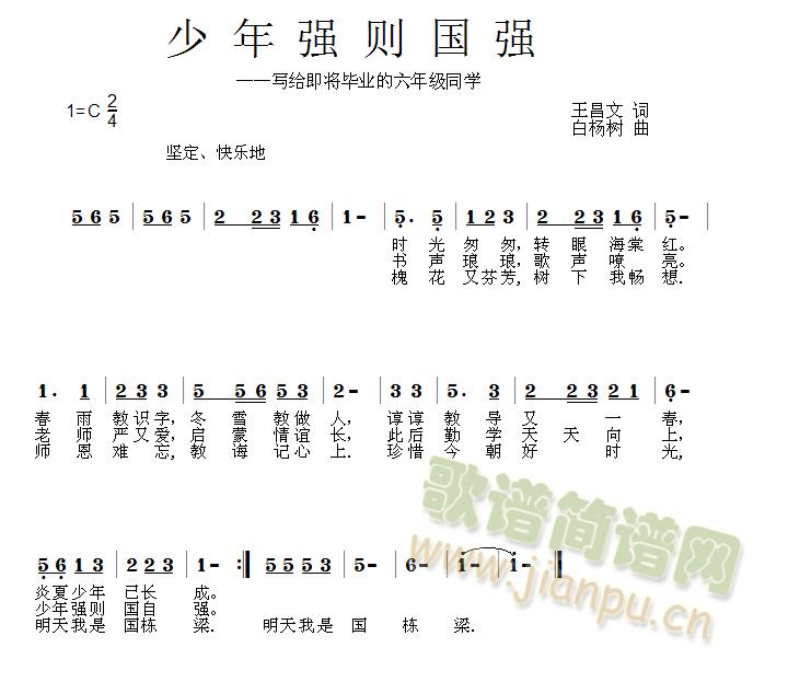 王昌文 《少年强则国强》简谱