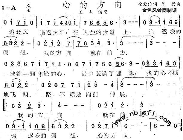 王杰 《心的方向》简谱