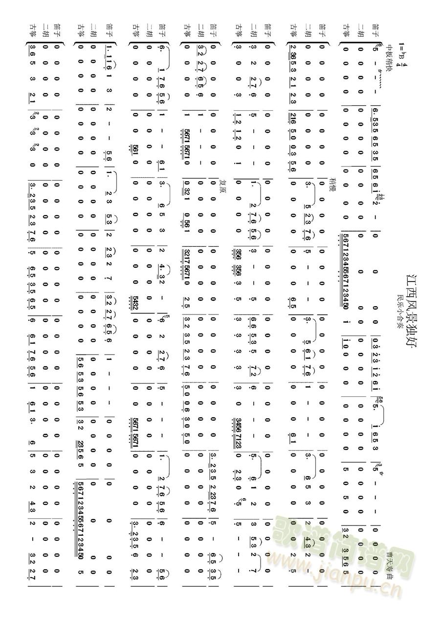 民乐合奏 《江西风光独好》简谱