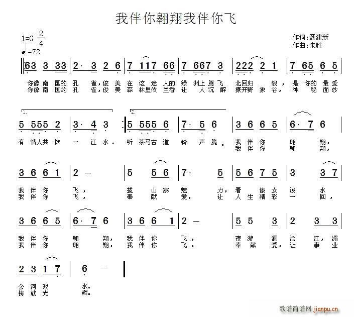 洛天依   聂建新 《我伴你翱翔我伴你飞》简谱