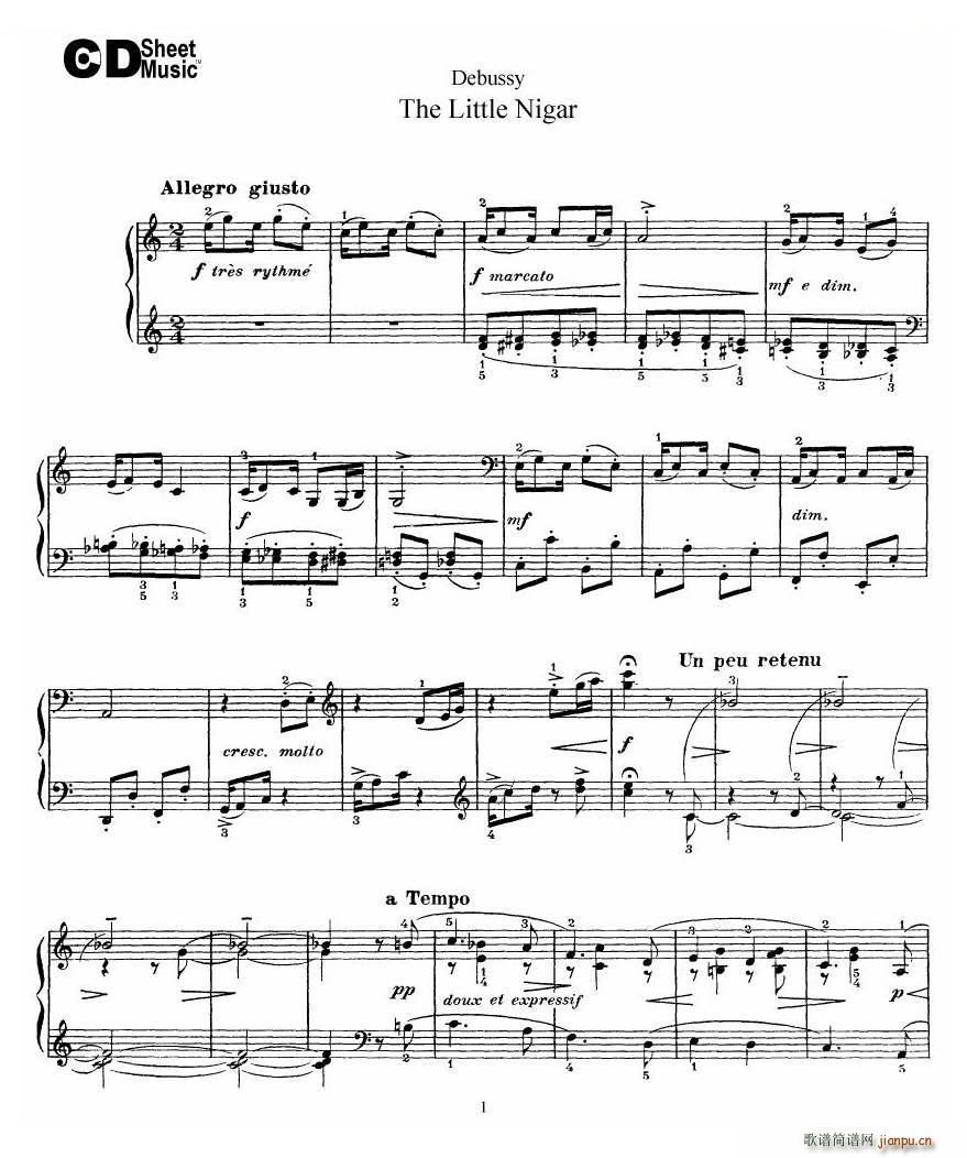 未知 《Debussy - The Little Nigar The Little Nigar -》简谱