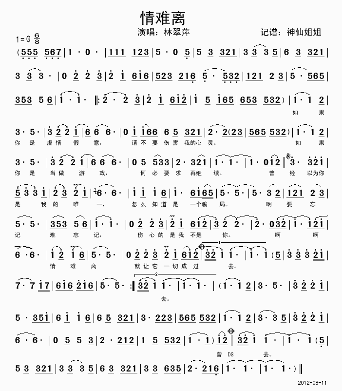林翠萍 《情难离》简谱