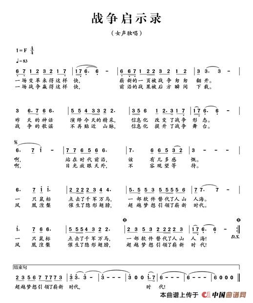 未知 《战争启示录》简谱