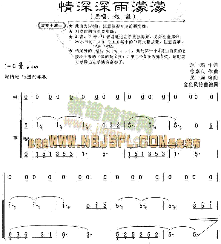 未知 《情深深雨濛濛(同名电视剧主题歌)》简谱