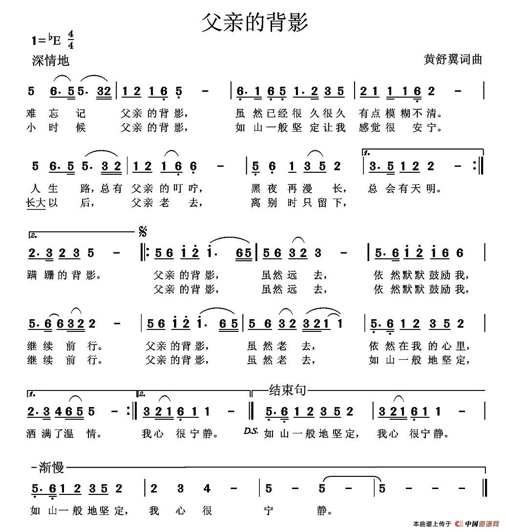 未知 《父亲的背影》简谱