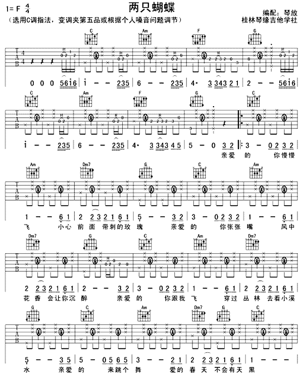 未知 《两只蝴蝶(跳跃版)》简谱