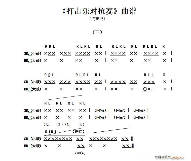 少先队鼓号队   易志鹏 《打击乐对抗赛自编谱》简谱