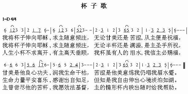 未知 《杯子歌》简谱