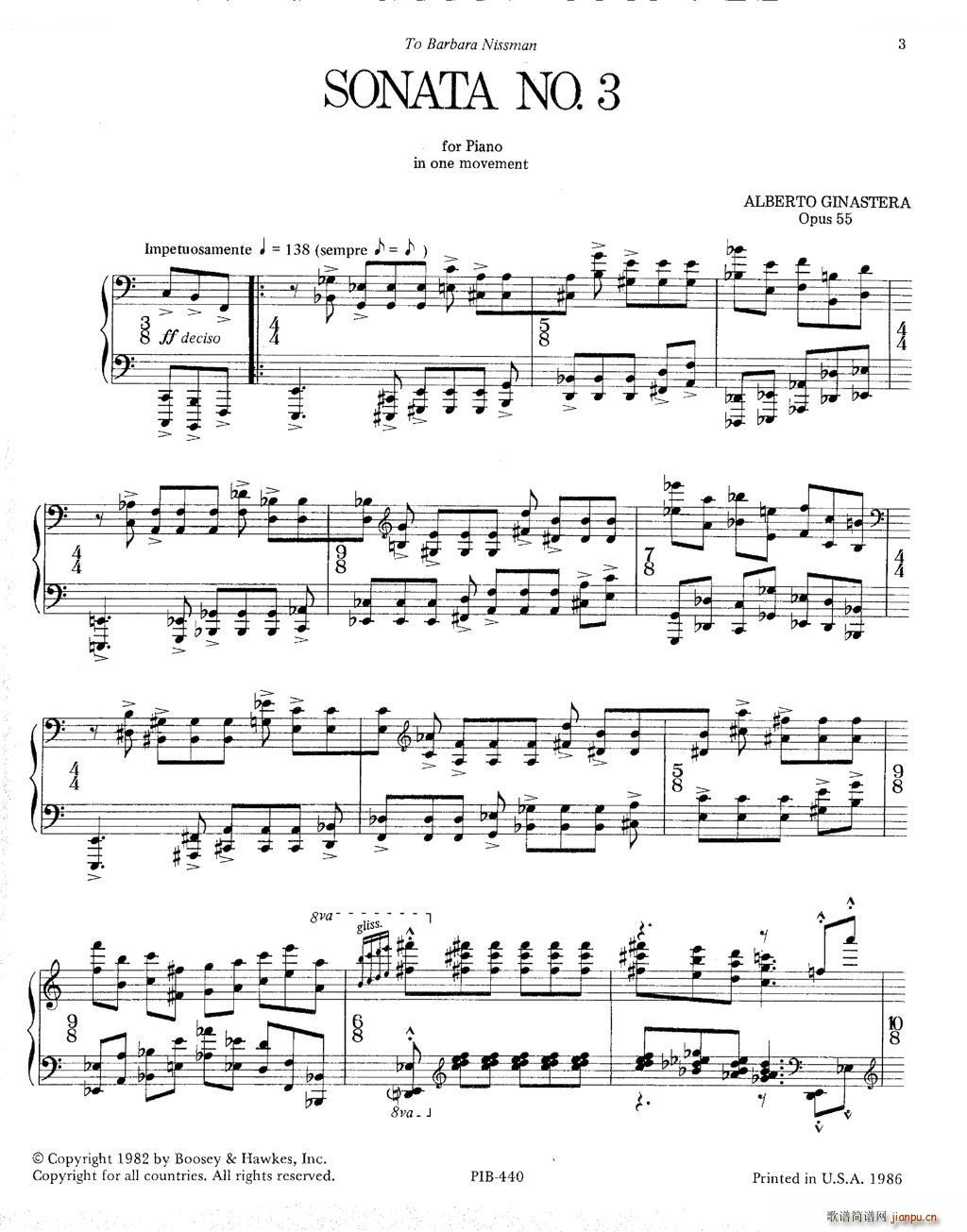 未知 《Ginastera - Sonata No 3 Sonata No 3 -》简谱