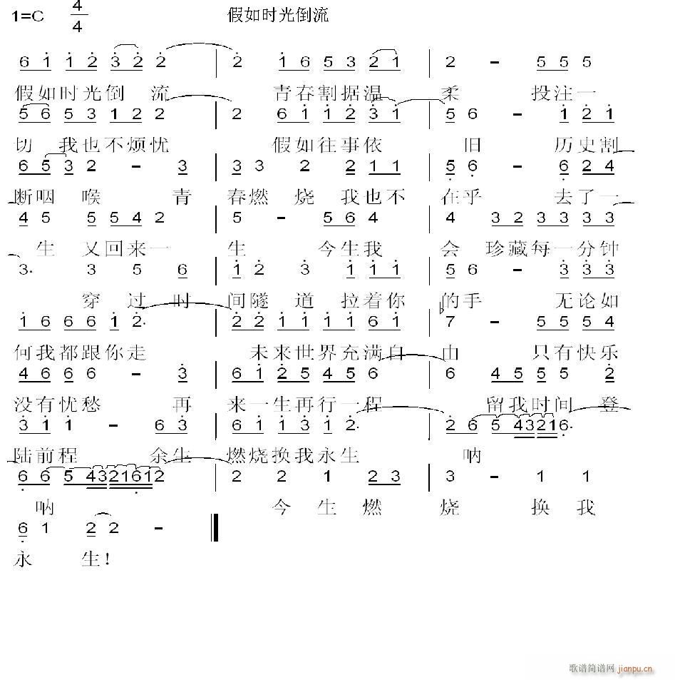 请各位老师帮忙作个和弦 《假如时光倒流》简谱