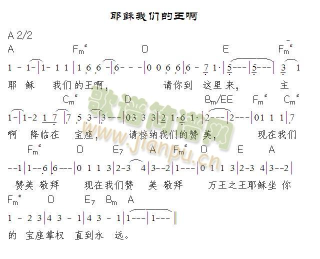 未知 《耶稣我们的王啊》简谱