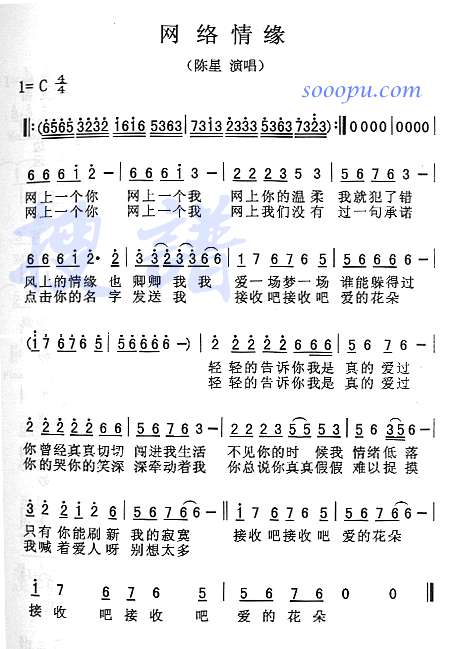 陈星 《网络情缘》简谱