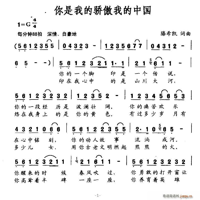 恰似惊鸿 滕希凯 《你是我的骄傲我的中国》简谱