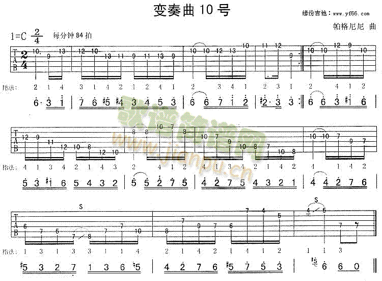 未知 《变奏曲10号[帕格尼尼]》简谱