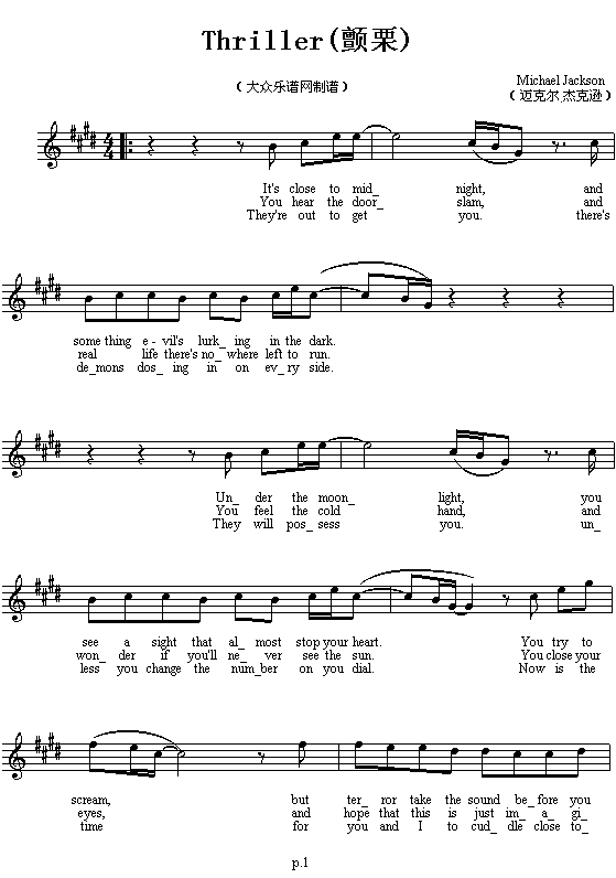 未知 《迈克尔.杰克逊的代表作