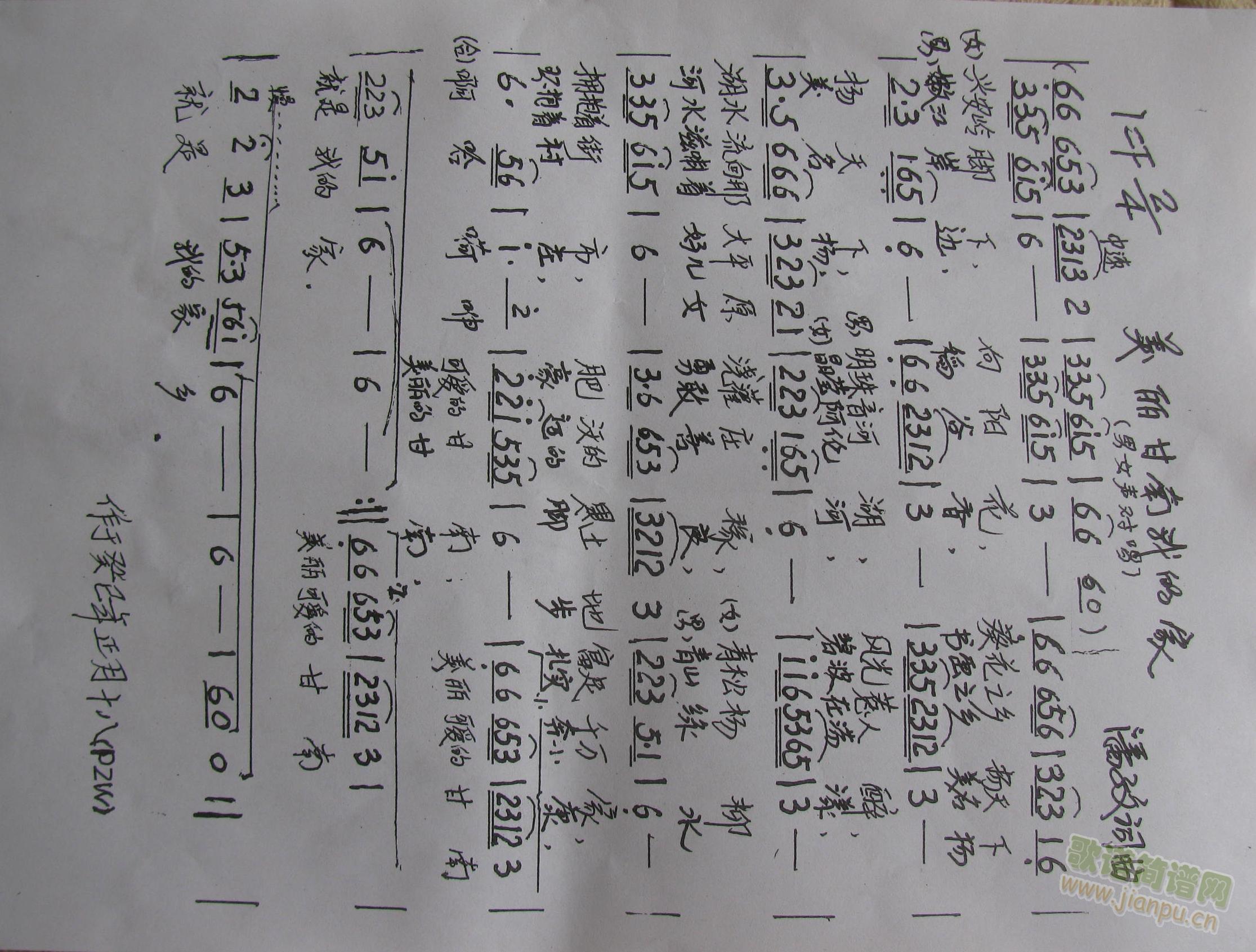 作曲家潘子文系甘南县原人大常委会副主任。退休后笔耕不辍，为家乡谱写歌曲40余首。 《美丽甘南我的家》简谱