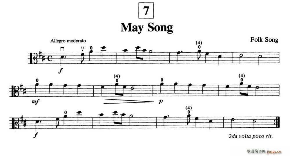 未知 《may Song（中提琴）》简谱