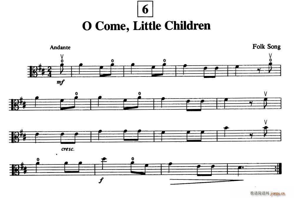 未知 《O Come Little Children（中提琴）》简谱