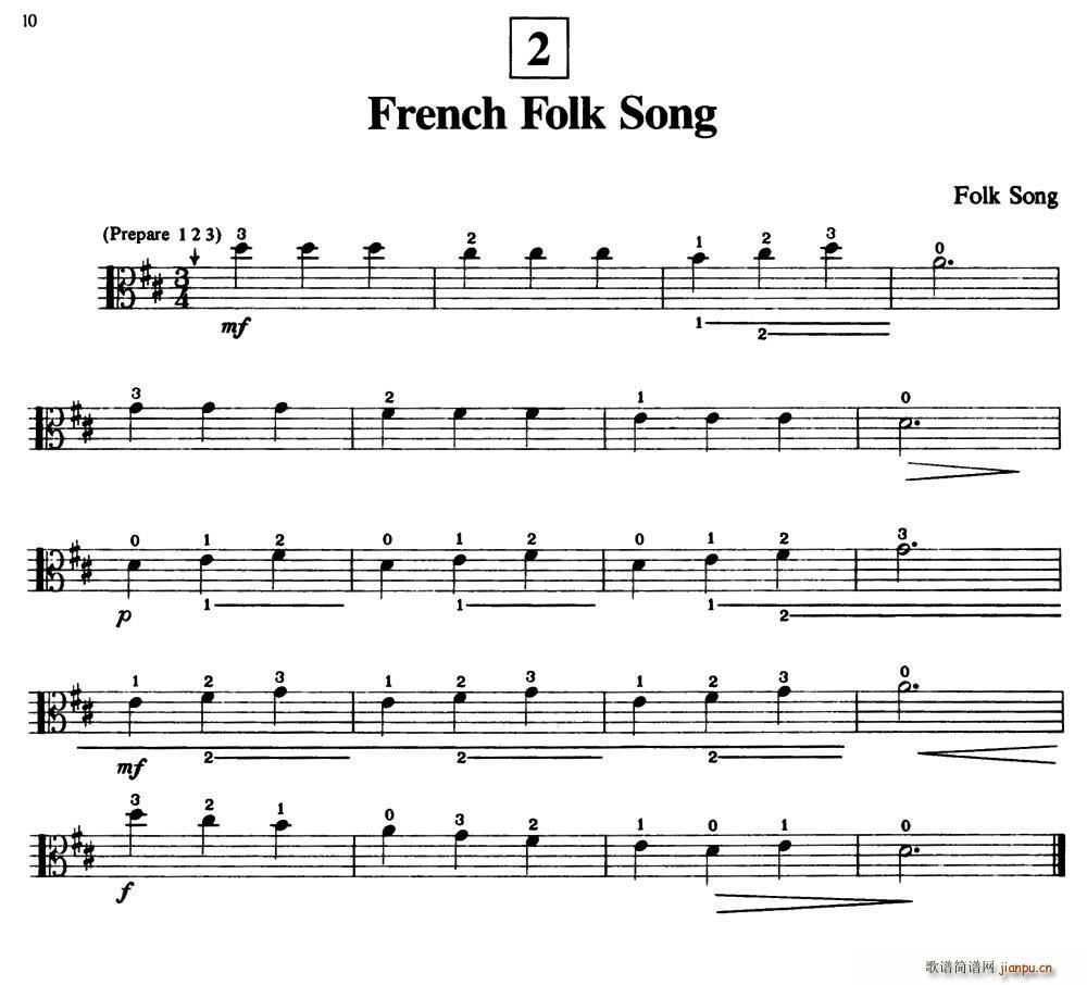 未知 《French Folk Song（中提琴）》简谱