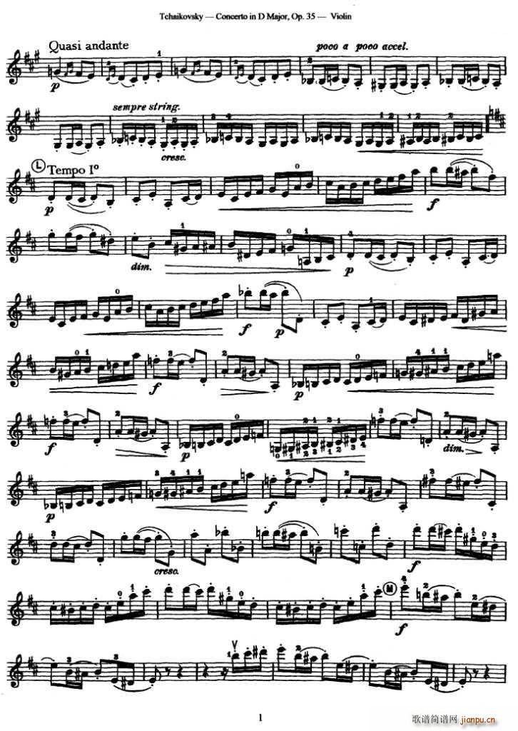 未知 《Concerto in D Major.Op.35》简谱