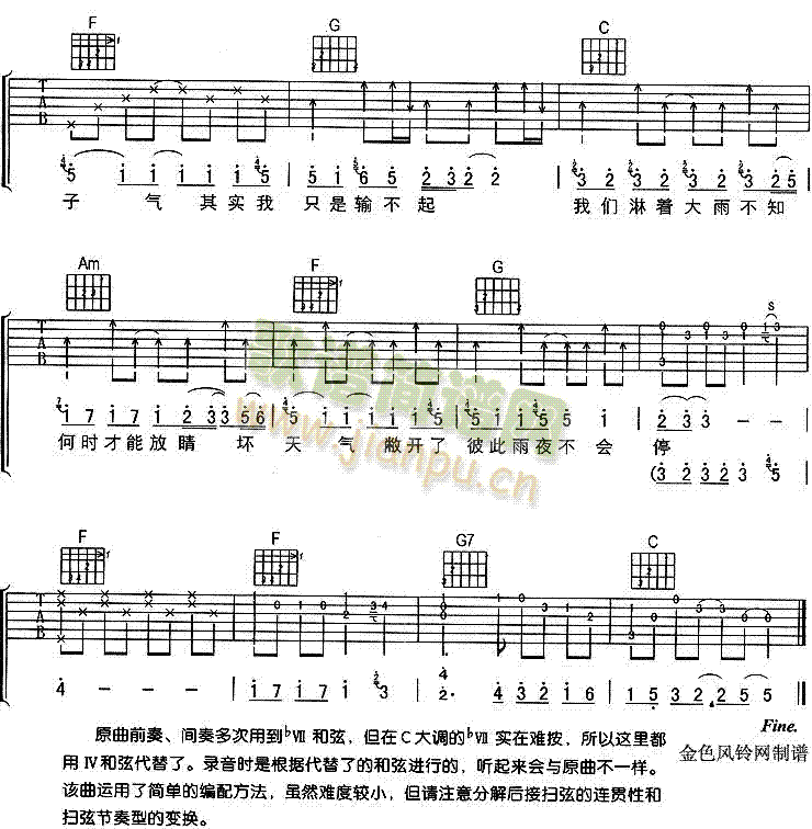 未知 《坏天气》简谱