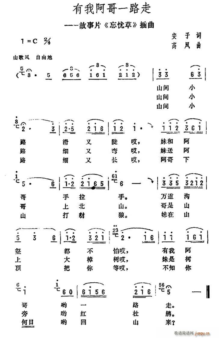 安子 《忘忧草》简谱