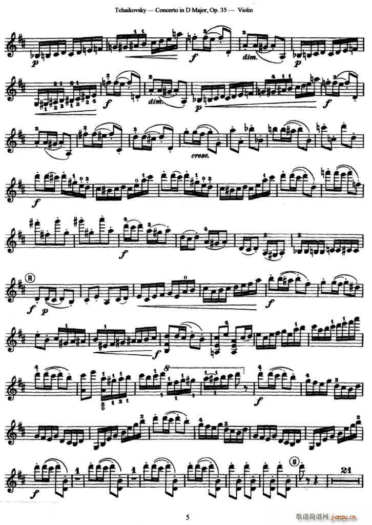 未知 《Concerto in D Major.Op.35》简谱