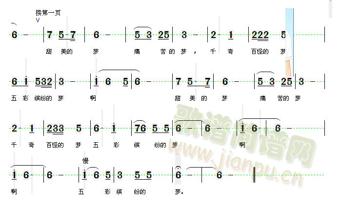 未知 《我的梦》简谱