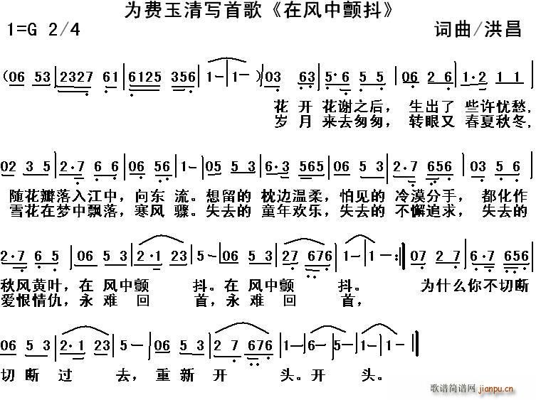 洪昌   幽默的骆驼 洪昌 《在风中颤抖》简谱