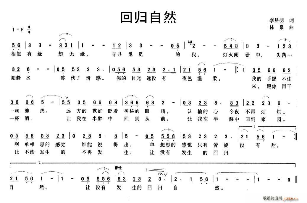 李昌明 《回归自然》简谱