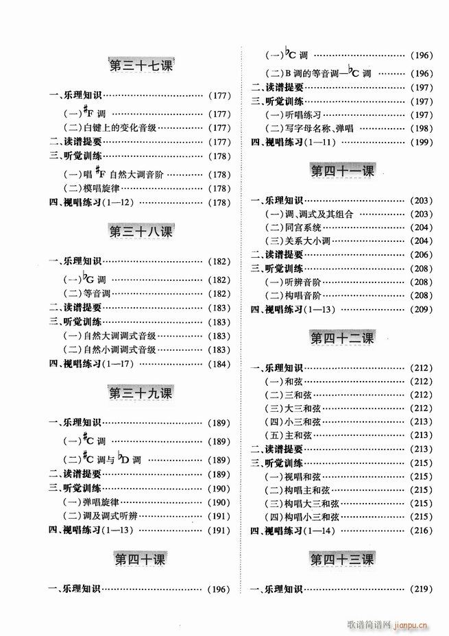 未知 《基本乐理视唱练耳基础教程 目录前言1-60》简谱