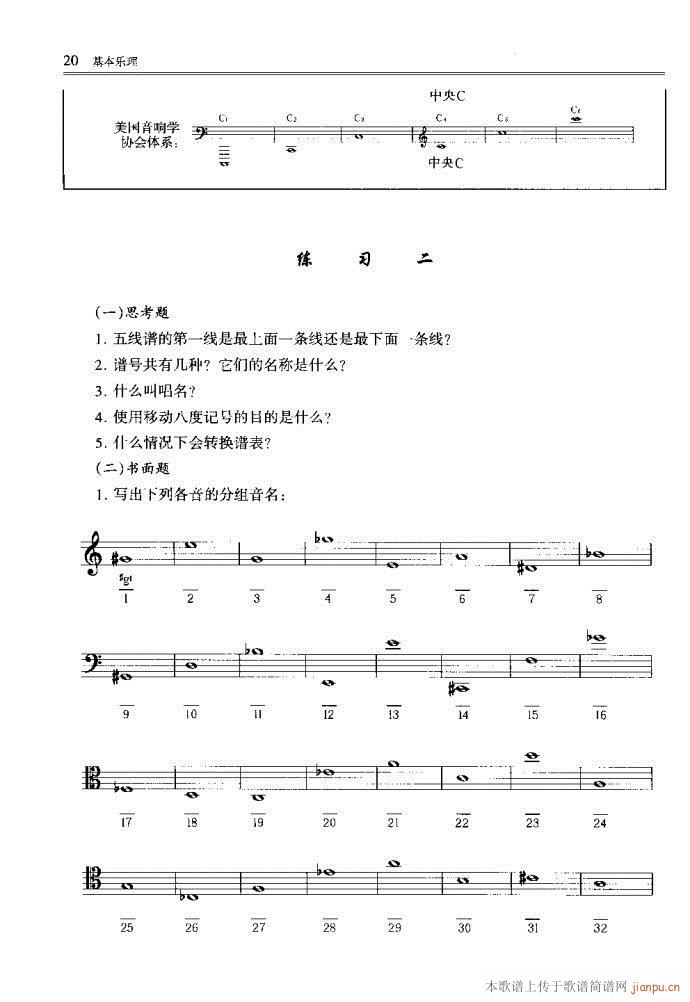 未知 《音乐基本理论 目录1-40》简谱