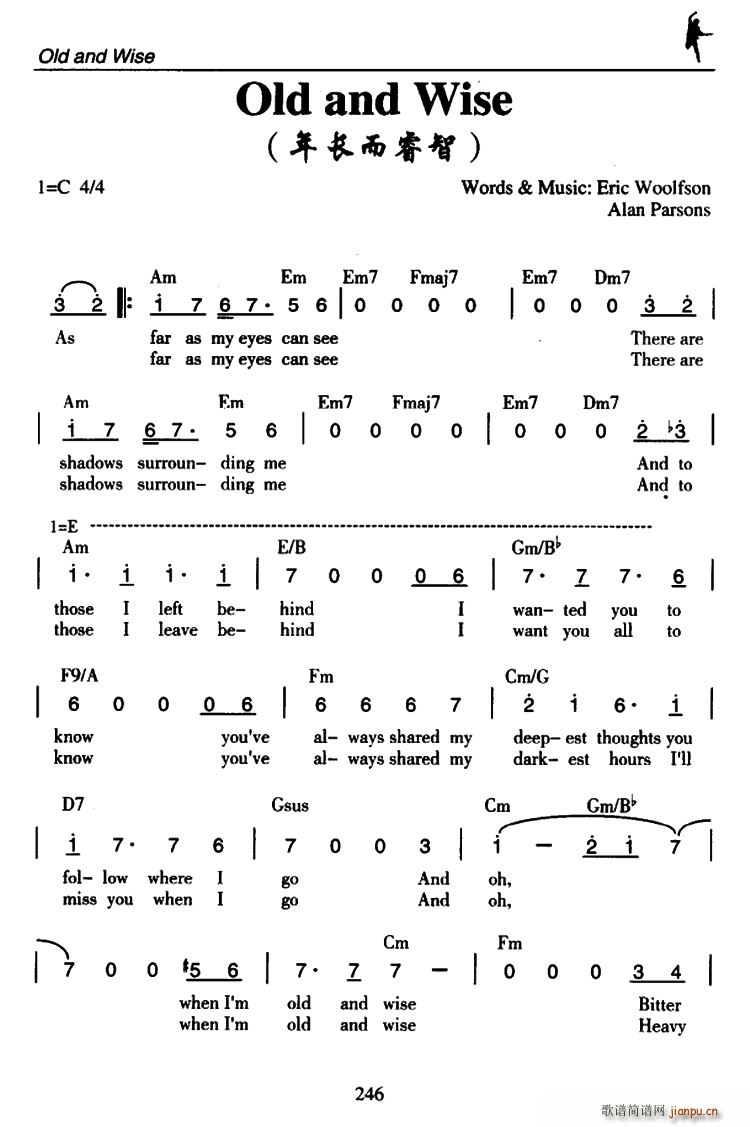 未知 《Old and Wise（年长而睿智）》简谱