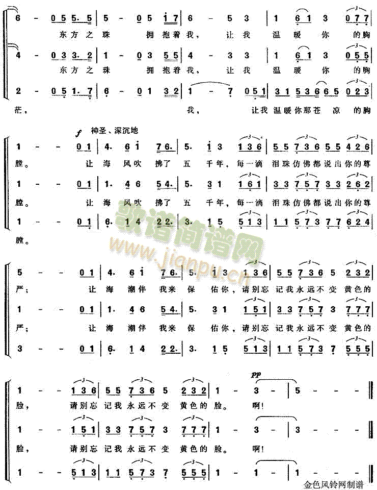 未知 《东方之珠》简谱