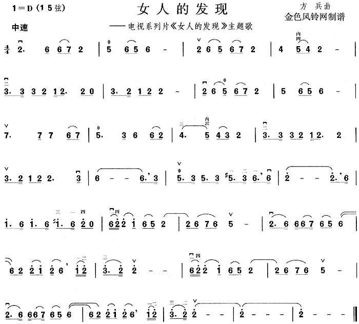 未知 《女人的发现(同名电视系列片主题歌)》简谱